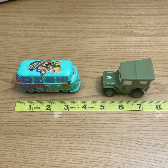 Pixar Disney Cars Lot Fillmore and Sarge Pull Back & Go Vehicles See Video - Picture 8 of 8
